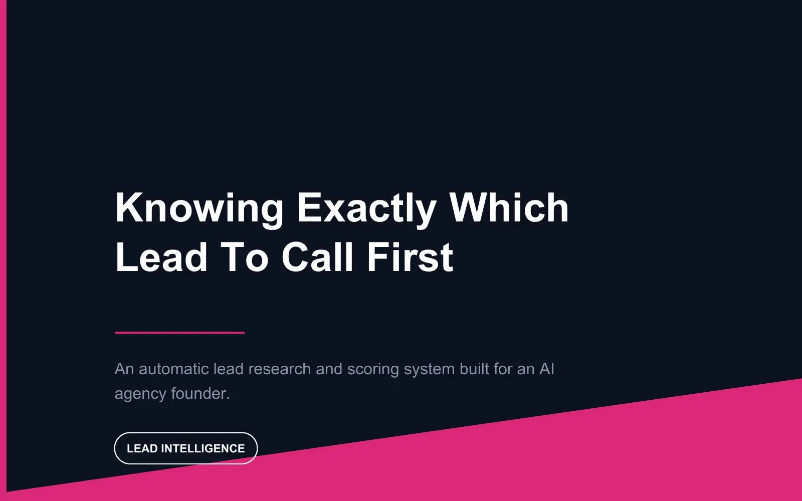 Lead research and scoring, the live site