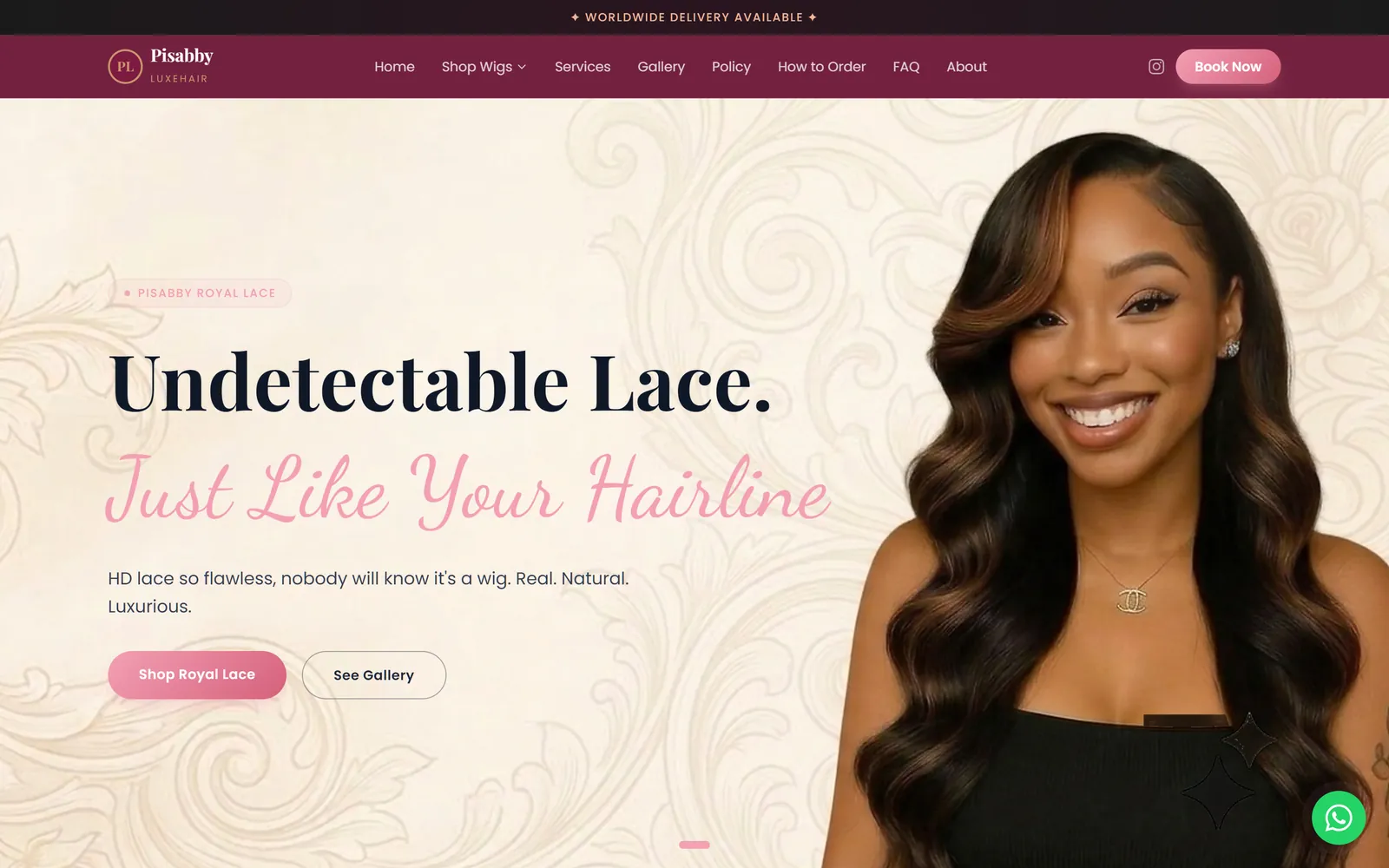 Pisabby Luxehair, the live site